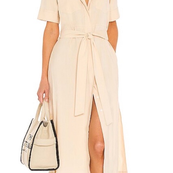 Rag and Bone SelmaShort-Sleeve Shirt Dress in Beige - Picture 2 of 7